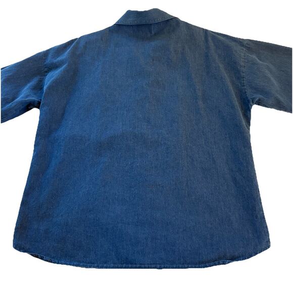Park Place Fashions Denim Button Down Woman's Shirt Large USA Starburst Pocket - Picture 8 of 14